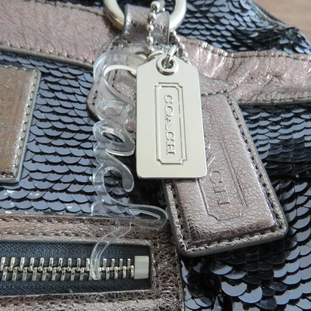 COACH Limited Edition Poppy Spotlight Sequin Metallic Top Handle Crossbody Bag - Picture 14 of 15